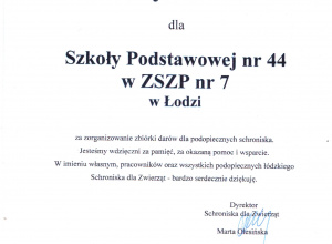 Podsumowanie akcji "Pomóż zwierzakom"